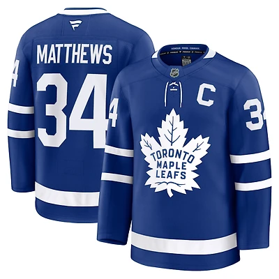 Maillot Fanatics Auston Matthews bleu des Maple Leafs de Toronto, domicile, avec écusson du capitaine, pour homme