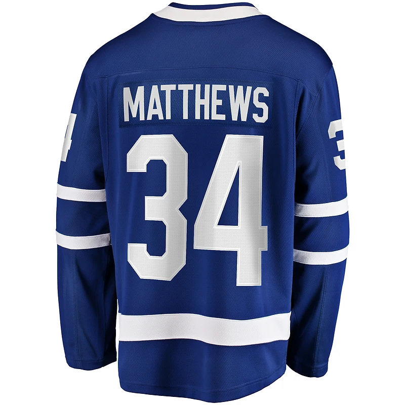 Maillot Breakaway à domicile des Maple Leafs de Toronto Fanatics Auston Matthews pour hommes, bleu
