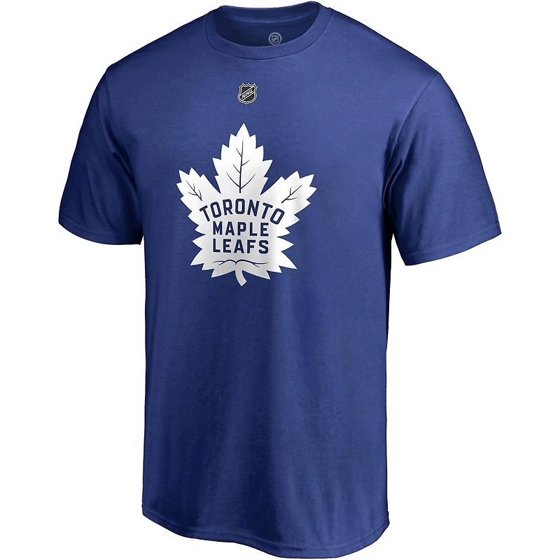 T-shirt authentique avec nom et numéro de pile l'équipe des Maple Leafs Toronto Fanatics Auston Matthews bleu pour hommes