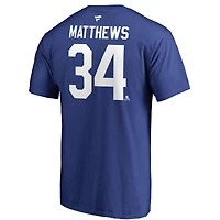 T-shirt authentique avec nom et numéro de pile l'équipe des Maple Leafs Toronto Fanatics Auston Matthews bleu pour hommes