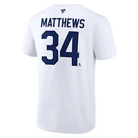 T-shirt Fanatics Auston Matthews blanc pour homme, authentique, avec nom et numéro Stack des Maple Leafs de Toronto