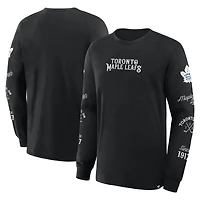 T-shirt à manches longues noir Fanatics pour homme avec logo des Maple Leafs de Toronto