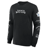 T-shirt à manches longues noir Fanatics pour homme avec logo des Maple Leafs de Toronto