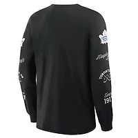 T-shirt à manches longues noir Fanatics pour homme avec logo des Maple Leafs de Toronto