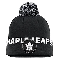 Men's Fanatics Black Toronto Maple Leafs High Stick Cuffed Knit Hat with Pom