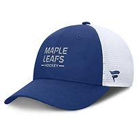 Men's Fanatics Blue/White Toronto Maple Leafs Authentic Pro Rink Lockup Adjustable Trucker Hat