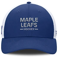 Men's Fanatics Blue/White Toronto Maple Leafs Authentic Pro Rink Lockup Adjustable Trucker Hat