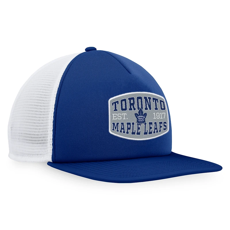 Men's Fanatics Blue/White Toronto Maple Leafs Foam Front Patch Trucker Snapback Hat