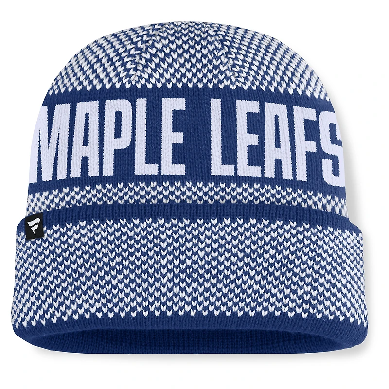 Men's Fanatics Blue/White Toronto Maple Leafs Fundamentals Shelter Cuffed Knit Hat