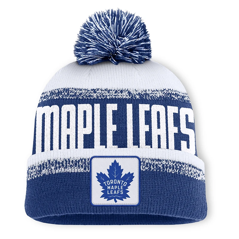Men's Fanatics Blue/White Toronto Maple Leafs Thrive Cuffed Knit Hat with Pom