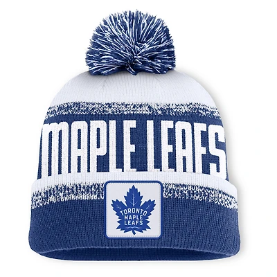 Men's Fanatics Blue/White Toronto Maple Leafs Thrive Cuffed Knit Hat with Pom