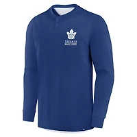 Men's Fanatics Blue Toronto Maple Leafs Adrenaline Push Long Sleeve Henley Shirt