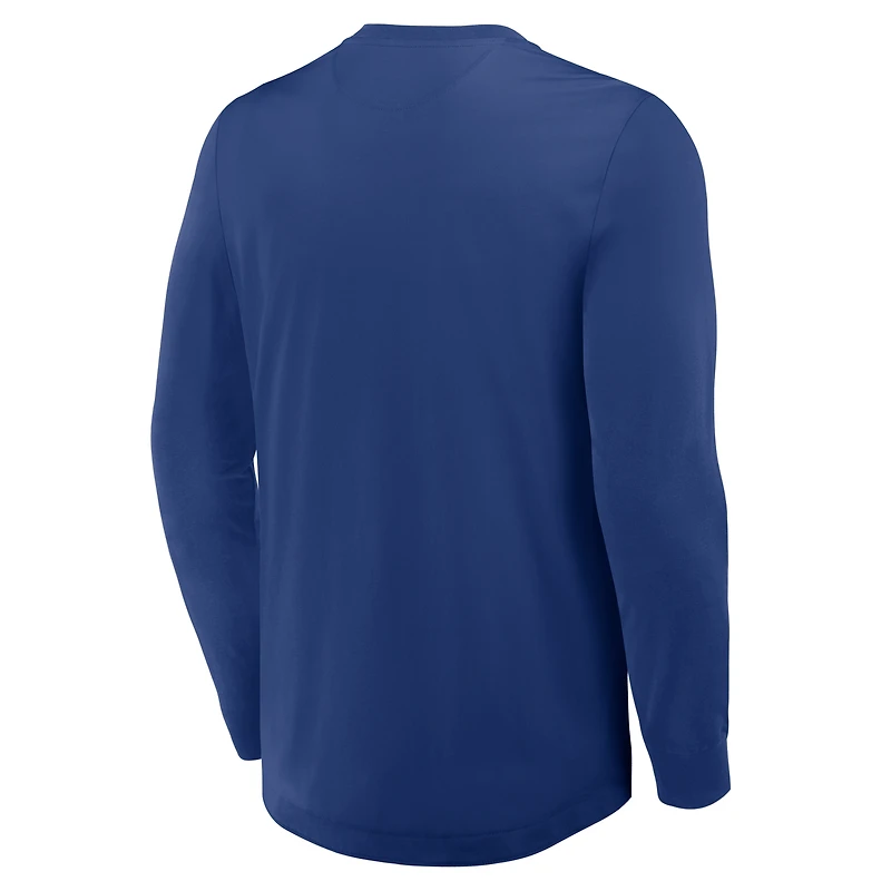 Men's Fanatics Blue Toronto Maple Leafs Adrenaline Push Long Sleeve Henley Shirt