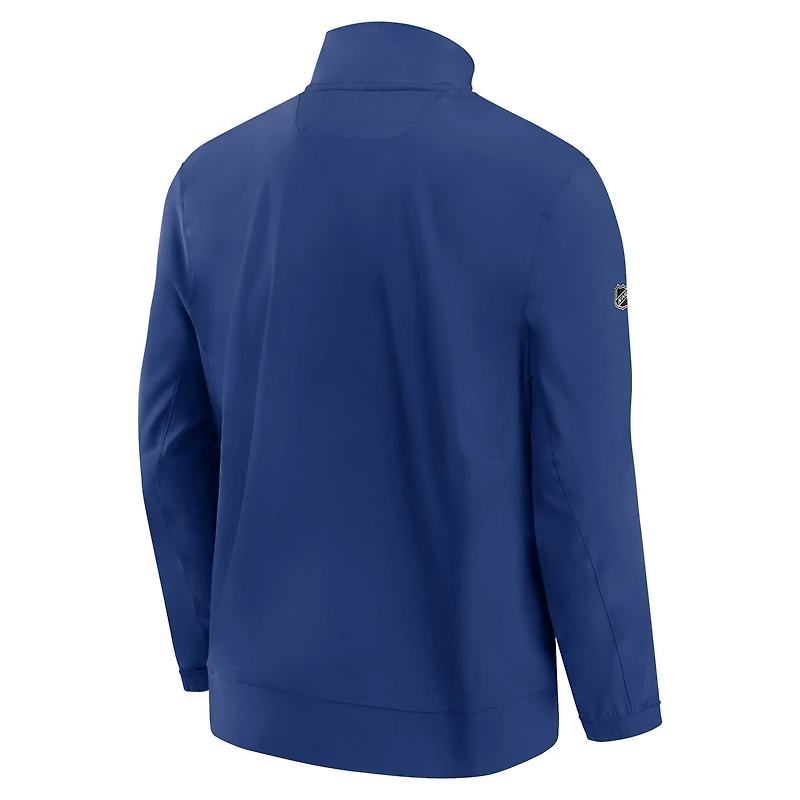 Veste bleue entièrement zippée Fanatics pour hommes des Maple Leafs de Toronto Authentic Pro Rink Coaches
