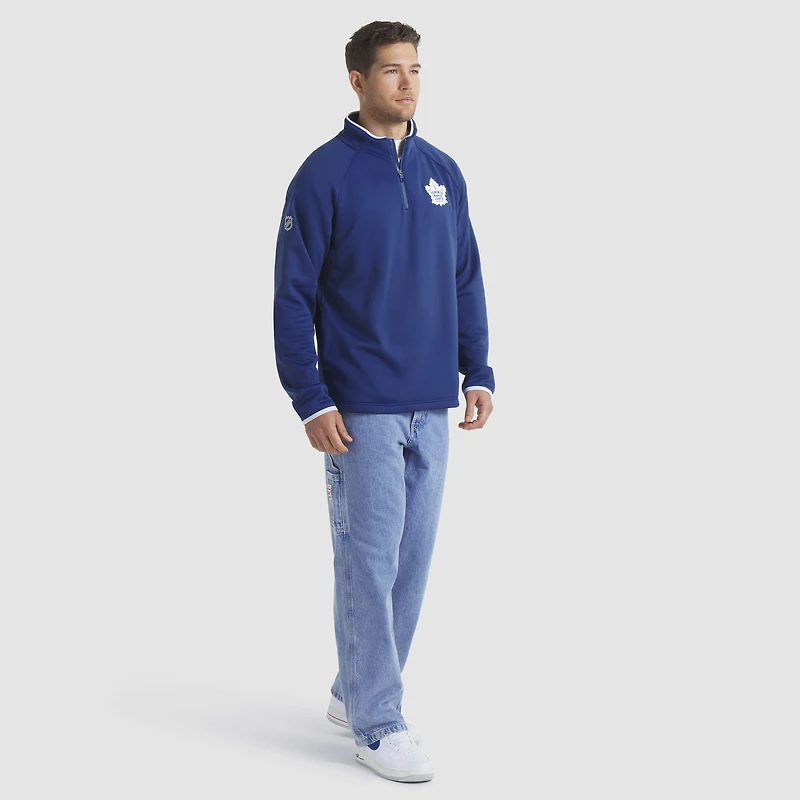 Men's Fanatics Blue Toronto Maple Leafs Authentic Pro Rink Raglan Quarter-Zip Pullover