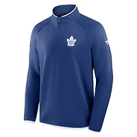 Pull raglan bleu à quart de zip pour homme des Maple Leafs Toronto Authentic Pro Rink
