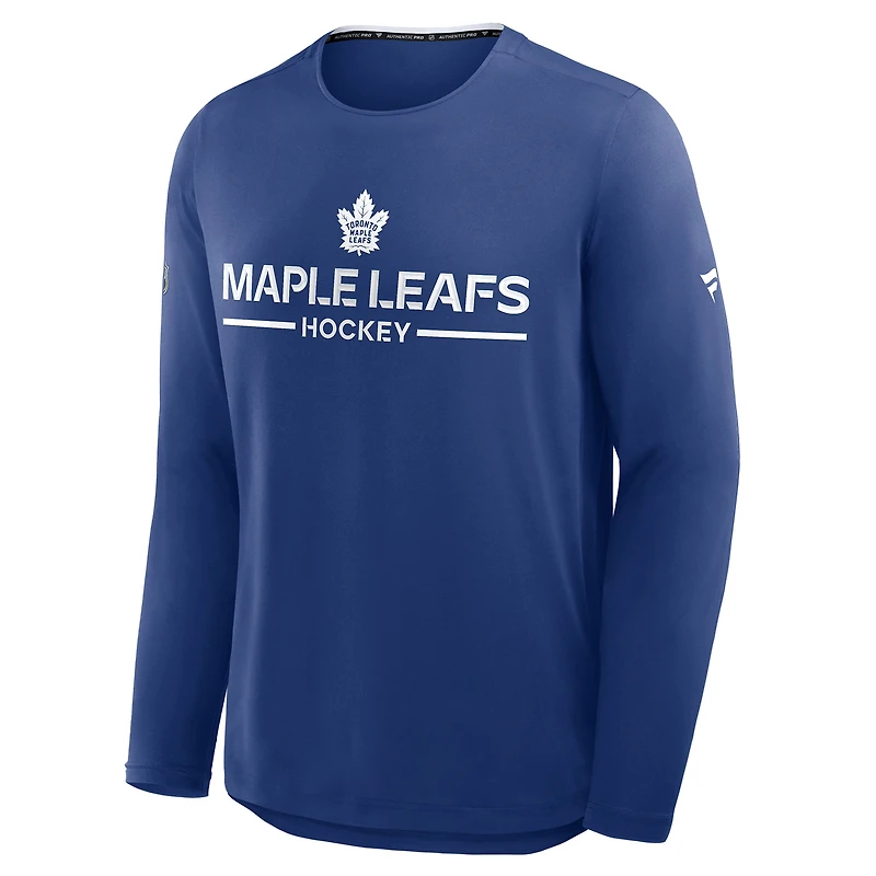 T-shirt à manches longues authentique Pro Rink Tech bleu Fanatics des Maple Leafs de Toronto pour homme