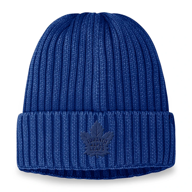 Bonnet en tricot ton sur ton bleu authentique Pro Road des Maple Leafs de Toronto Fanatics pour homme