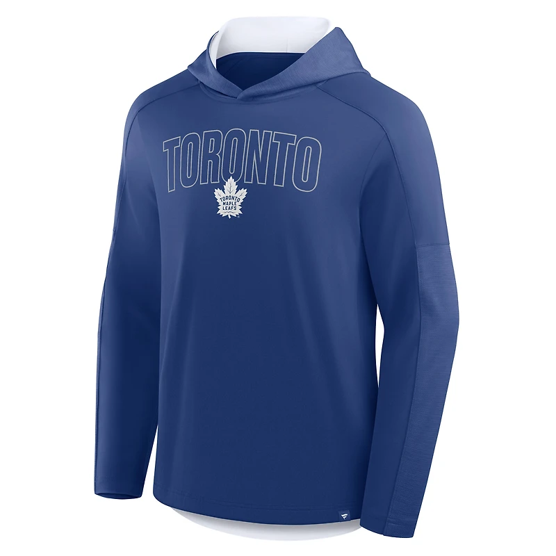 Men's Fanatics Blue Toronto Maple Leafs Penalty Shot Long Sleeve Hooded T-Shirt