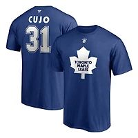 Hommes fanatiques de marque Curtis Joseph Blue Toronto Maple Leafs Authentic Stack Nom et numéro du joueur retraité - T-shirt