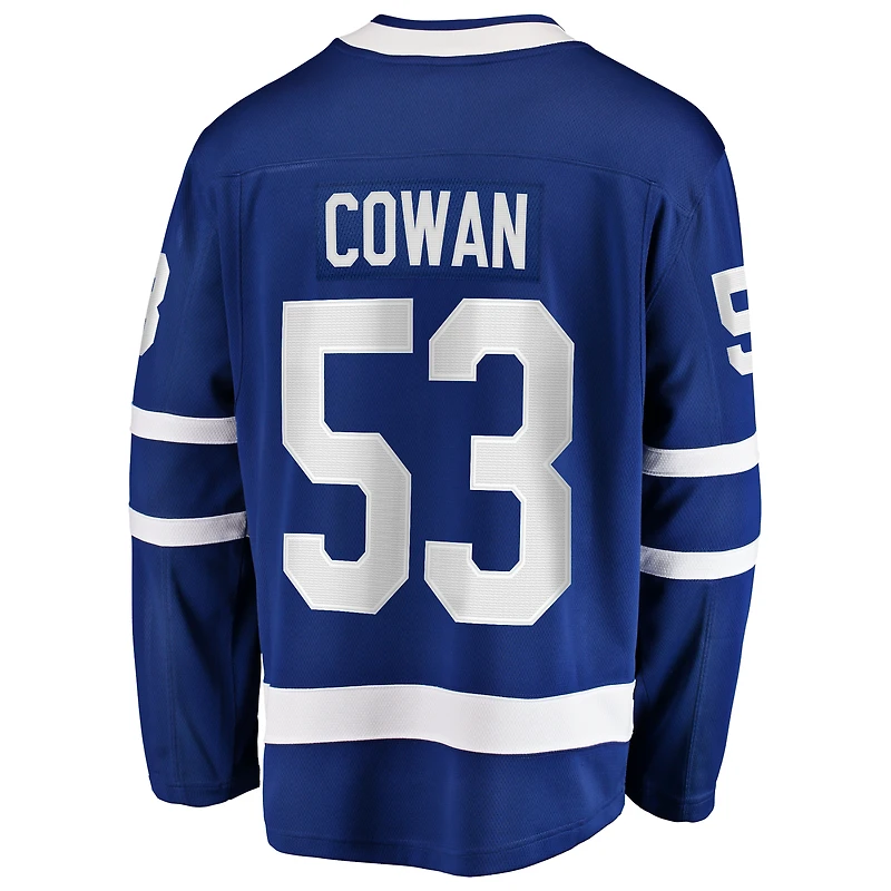 Men's Fanatics Easton Cowan Blue Toronto Maple Leafs Home Breakaway Jersey