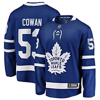 Maillot domicile bleu des Maple Leafs de Toronto pour homme, modèle Easton Cowan Fanatics.