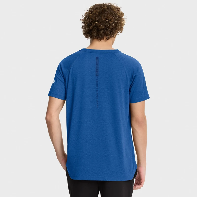 T-shirt raglan authentique Pro Rink Fanatics bleu chiné pour homme des Maple Leafs de Toronto