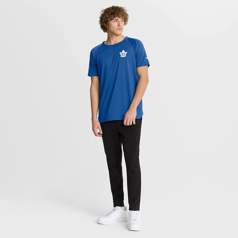 T-shirt raglan authentique Pro Rink Fanatics bleu chiné pour homme des Maple Leafs de Toronto