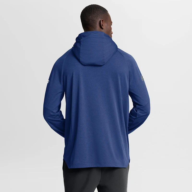 Men's Fanatics Heather Blue Toronto Maple Leafs Authentic Pro Rink Raglan Pullover Hoodie