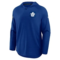 Sweat à capuche raglan authentique Pro Rink bleu chiné Fanatics pour homme des Maple Leafs de Toronto
