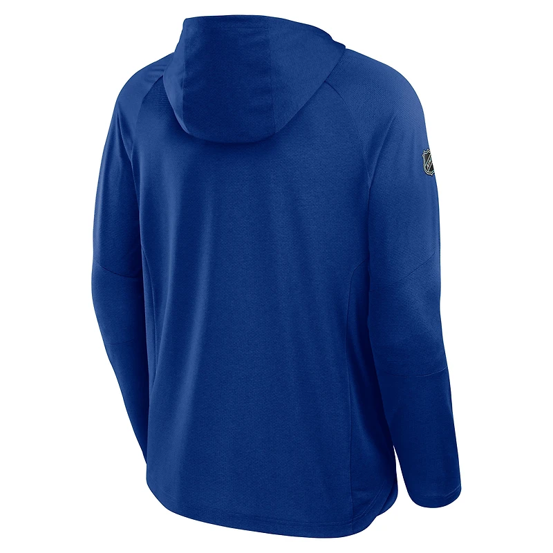 Sweat à capuche raglan authentique Pro Rink bleu chiné Fanatics pour homme des Maple Leafs de Toronto