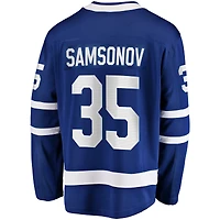 Maillot de joueur échappé à domicile des Maple Leafs Toronto Fanatics Ilya Samsonov bleu pour hommes