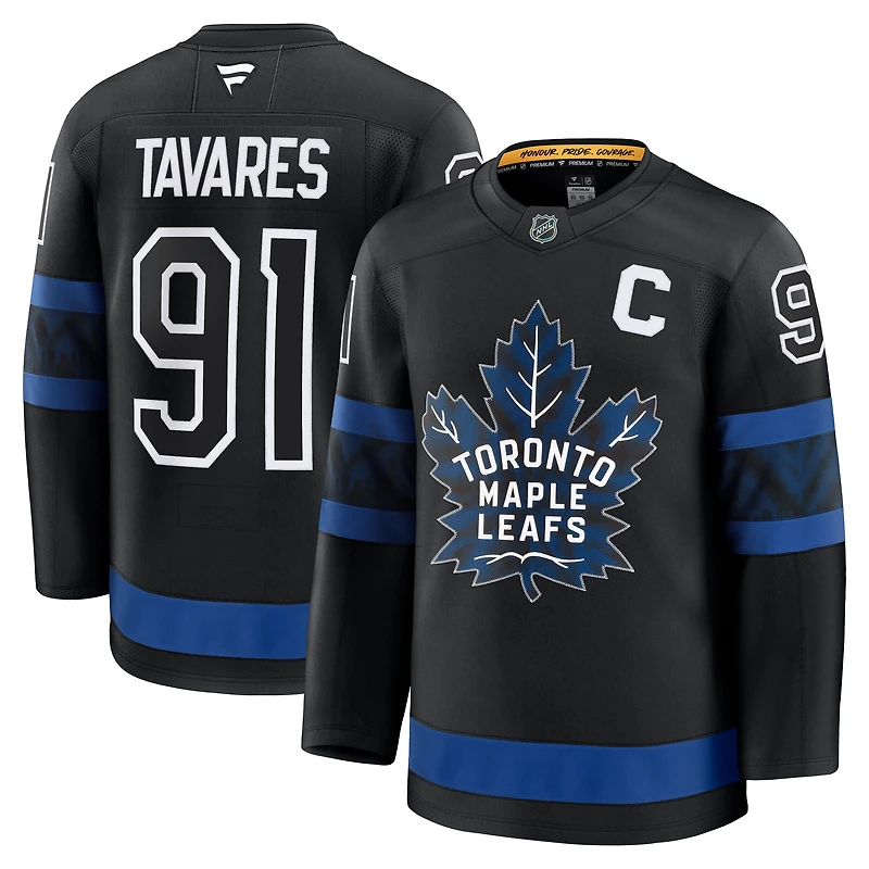 Maillot de joueur alternatif qualité supérieure noir des Maple Leafs Toronto John Tavares Fanatics pour hommes