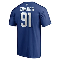 T-shirt de capitaine authentique avec nom et numéro pile des Maple Leafs Toronto Fanatics John Tavares pour hommes, bleu