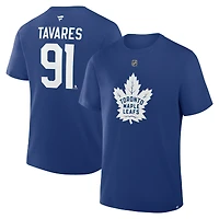 T-shirt bleu authentique avec nom et numéro Stack des Maple Leafs de Toronto pour hommes John Tavares Fanatics