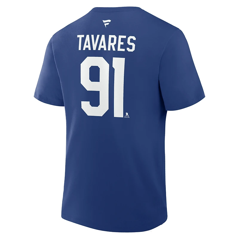 Men's Fanatics John Tavares Blue Toronto Maple Leafs Authentic Stack Name & Number T-Shirt