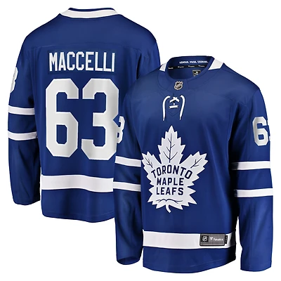 Maillot bleu Matias Maccelli Fanatics pour homme, équipe à domicile des Maple Leafs de Toronto