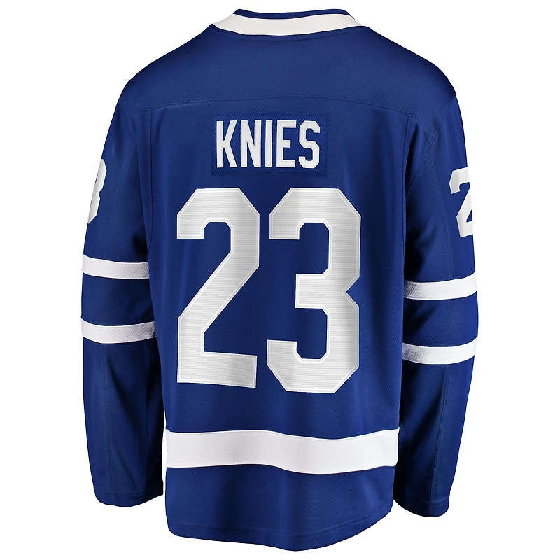 Maillot bleu Matthew Knies des Maple Leafs de Toronto pour hommes