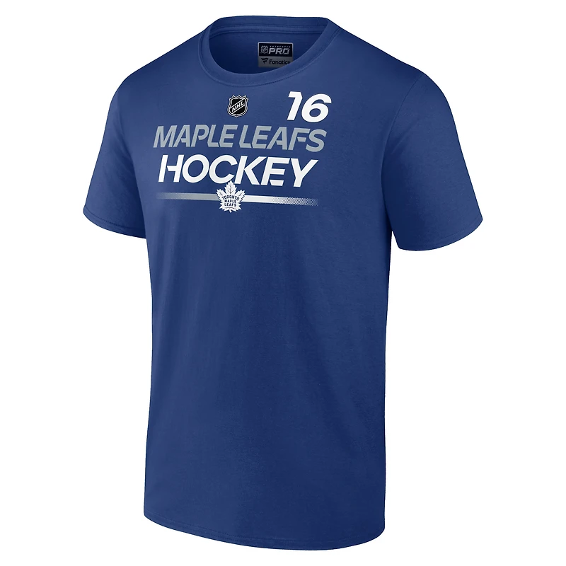 T-shirt avec nom et numéro authentique Pro Prime des Maple Leafs de Toronto Fanatics Mitch Marner pour hommes