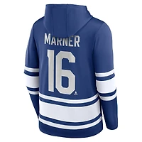 Men's Fanatics Mitch Marner Blue Toronto Maple Leafs Name & Number Lace-Up Pullover Hoodie