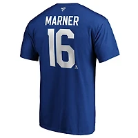 Fanatiques pour hommes de marque Mitchell Marner bleu Logo des Maple Leafs Toronto Nom et numéro authentiques la pile - T-shirt