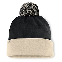Men's Fanatics Natural/Charcoal Toronto Maple Leafs Goalie Cuffed Knit Hat with Pom