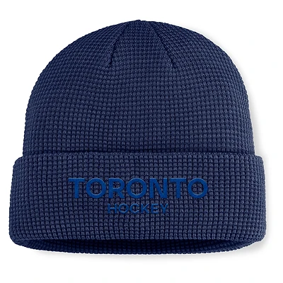 Bonnet en tricot à revers authentique Pro Road des Maple Leafs de Toronto pour homme, bleu marine