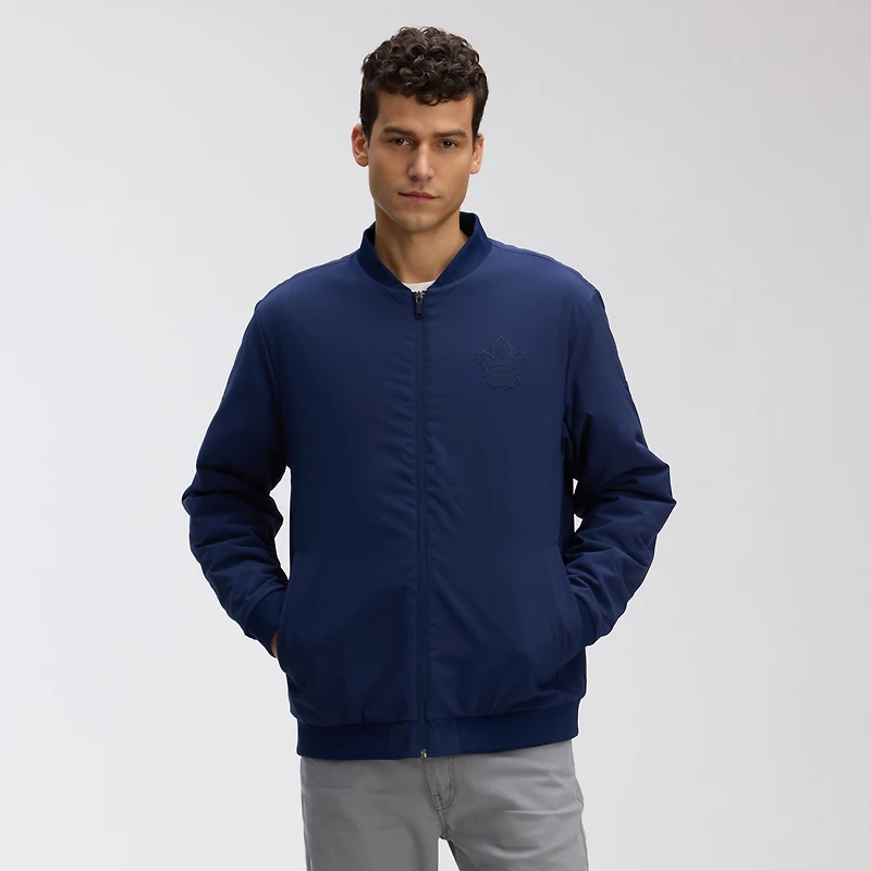 Blouson aviateur léger à fermeture éclair intégrale Fanatics bleu marine pour homme des Maple Leafs de Toronto Authentic Pro Road
