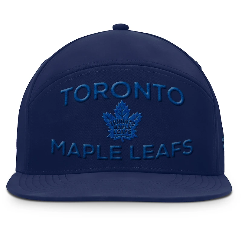 Casquette Snapback authentique Pro Road Fanatics bleu marine pour homme des Maple Leafs de Toronto