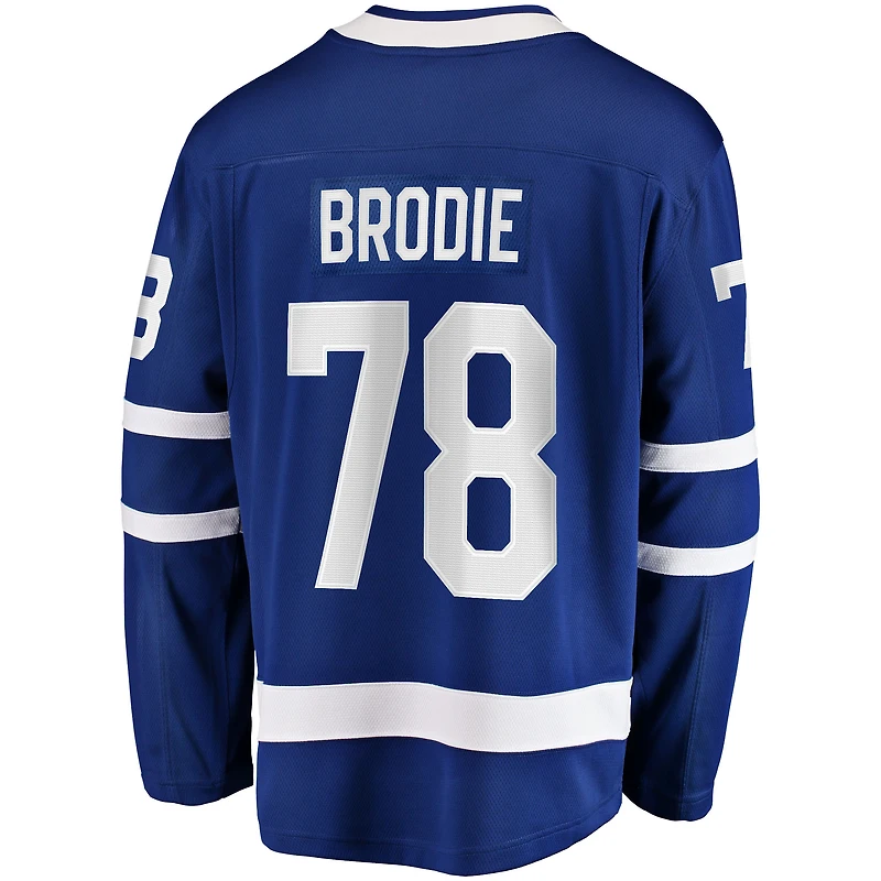 Maillot de joueur échappé à domicile Fanatics TJ Brodie bleu des Maple Leafs Toronto pour hommes