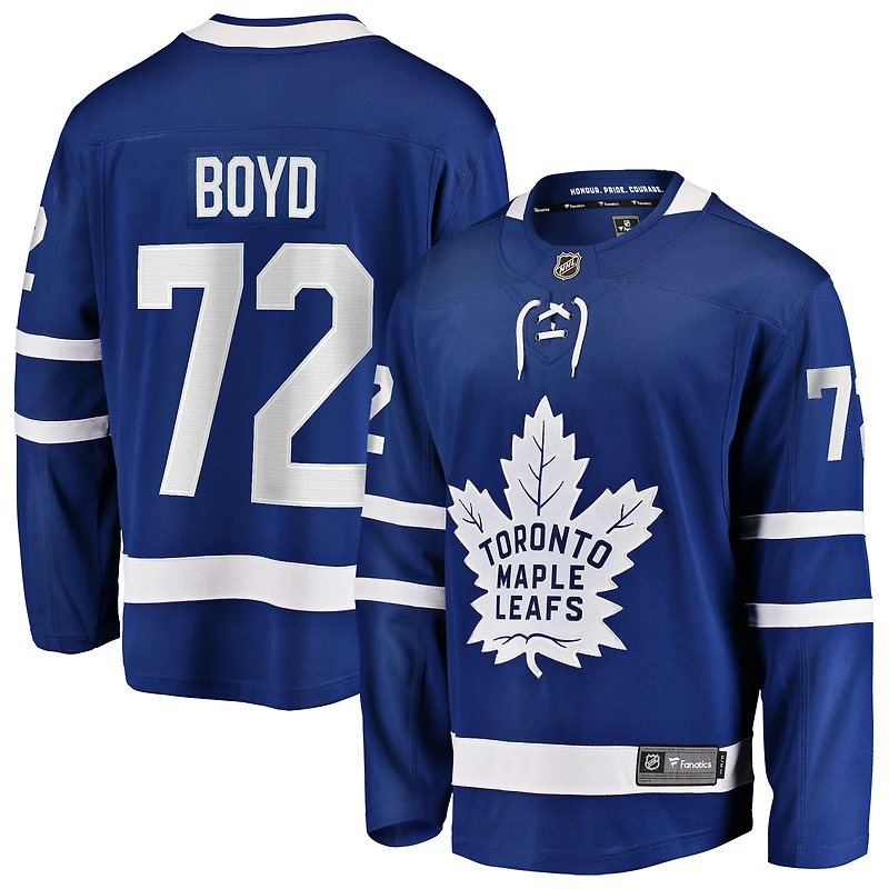 Maillot bleu Travis Boyd Fanatics pour homme des Maple Leafs de Toronto, domicile Breakaway