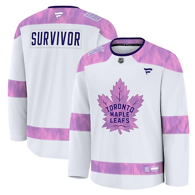 Men's Fanatics White Toronto Maple Leafs Hockey Fights Cancer Practice Jersey