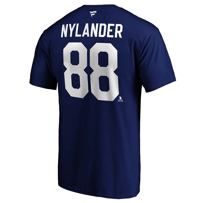 Fanatics pour hommes de marque William Nylander bleu Toronto Maple Leafs Logo Authentic Stack Name and Number - T-shirt
