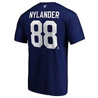 Fanatics pour hommes de marque William Nylander bleu Toronto Maple Leafs Logo Authentic Stack Name and Number - T-shirt